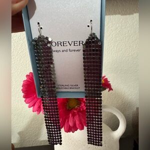 Forever Silver and Black Dangle Earrings